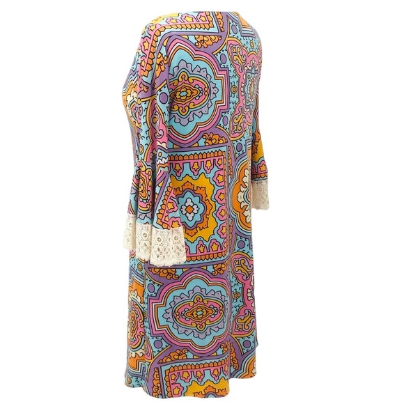 Judith March Lace Flare Sleeve V-Neck Boho Fit & Flare Mini Dress Sz Medium - Picture 9 of 11